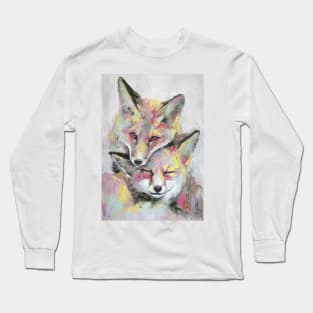 Oil foxs portrait painting in multicolored tones Long Sleeve T-Shirt